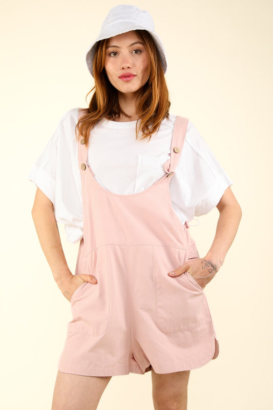 VERY J Adjustable Waist Suspender Overalls with Pockets